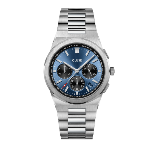 CLUSE Vigoureux Chronograph Dark Blue/Silver Link CW20805