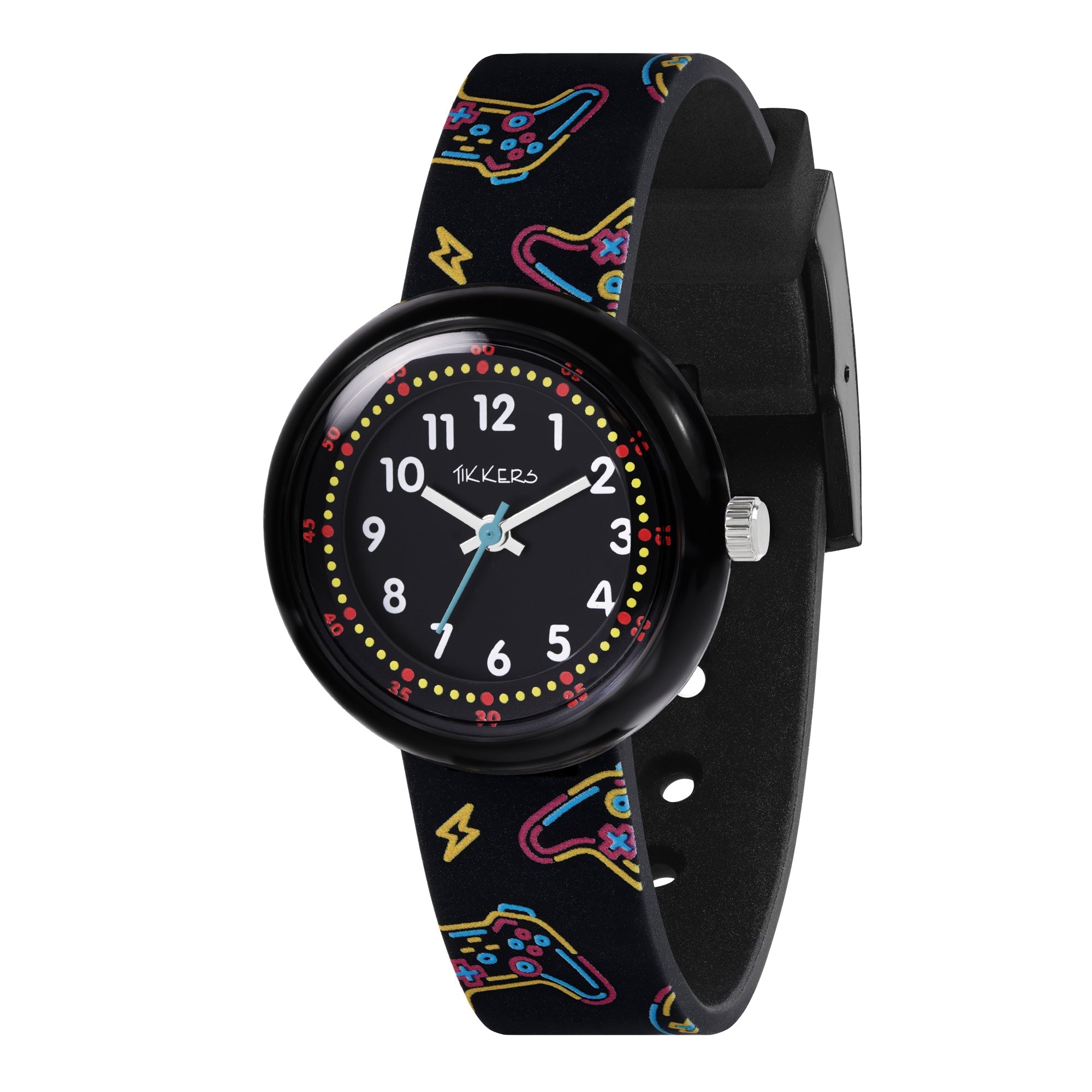 Tikkers Black Gaming Silicone Strap Watch