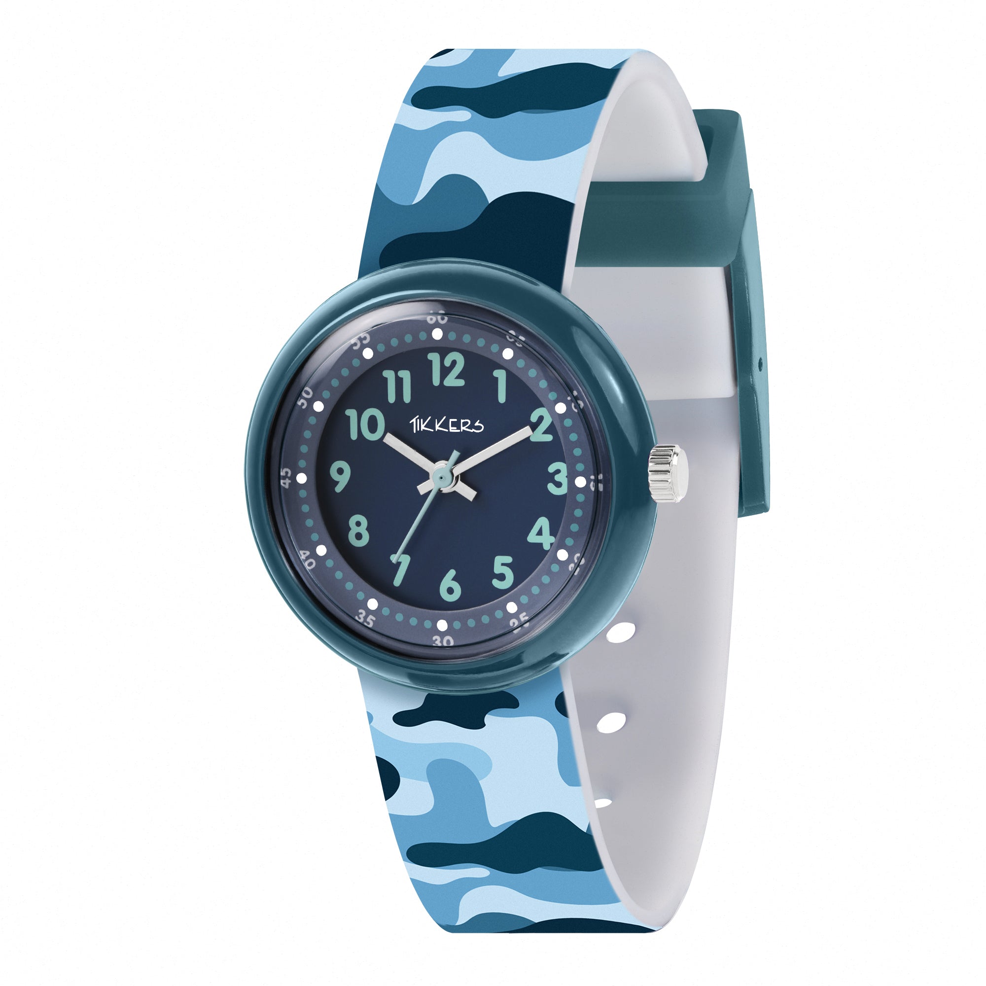 Tikkers Blue Camo Silicone Strap Watch