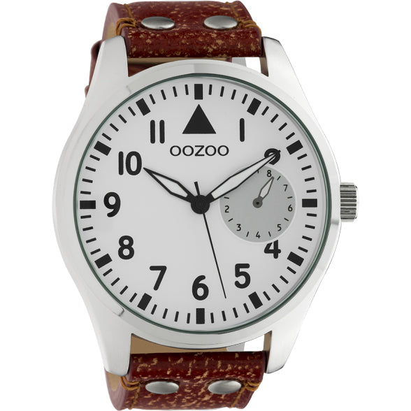 Oozoo Watch C10325 / 50mm / Red Brown / White