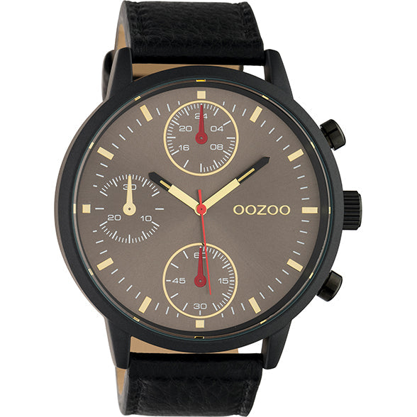 Oozoo Watch C10532 / 50mm / Black / Gold / Warm Grey