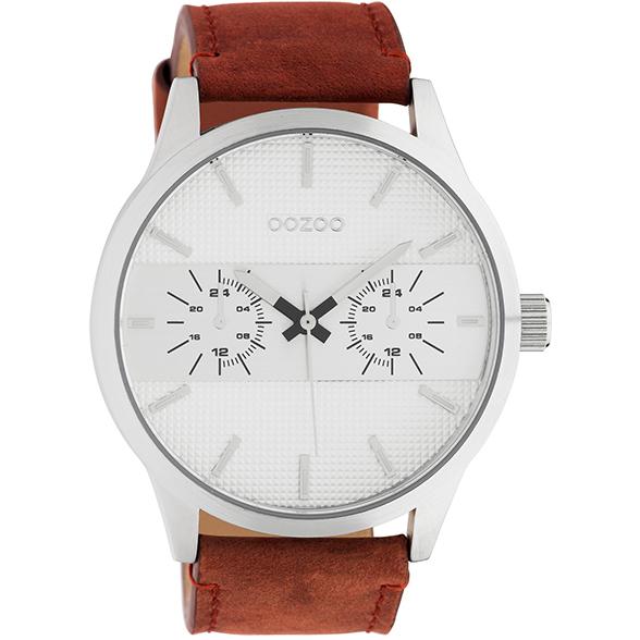 Oozoo Watch C10535/ 48mm / Cognac / Silver