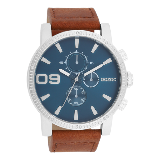 Oozoo Watch C11210 / 48mm / Silver / Brown / Blue