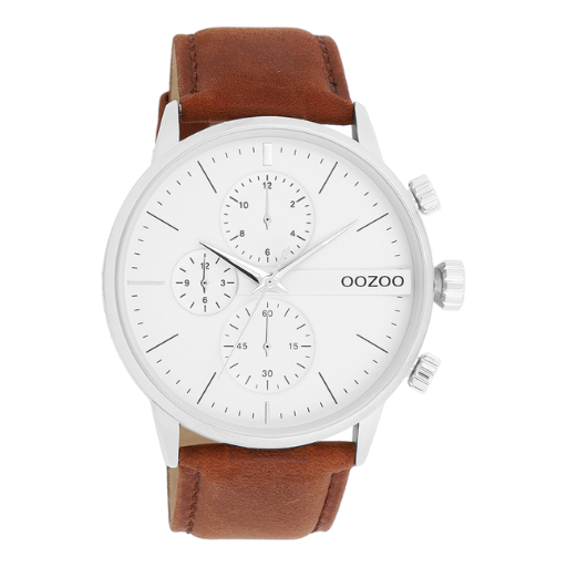 Oozoo Watch C11220 / 45mm / Silver / Brown / White