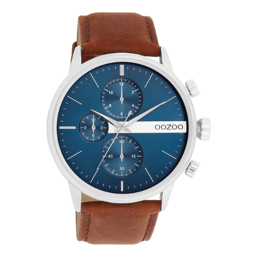 Oozoo Watch C11221 / 45mm / Silver / Brown / Blue
