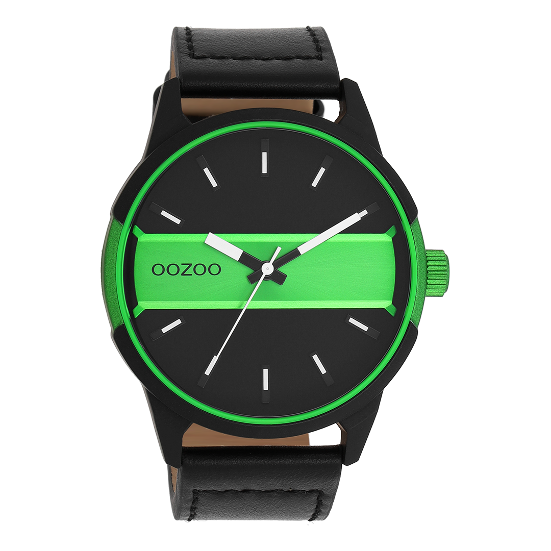 Oozoo Watch C11234 / 48MM / Black / Fluro Green
