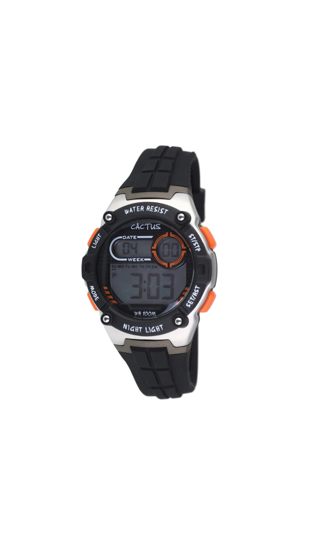 Cactus Galaxy - Kids Digital Watch - Black Orange trim