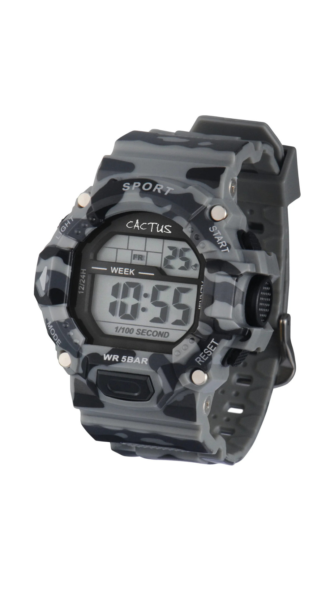 Cactus Explorer - Kids Camouflage Digital Watch - Grey Black