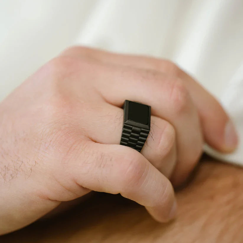 Steel & Barnett Hudson Black & Black Onyx Gemstone Ring