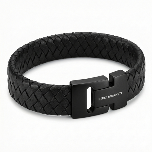 Steel & Barnett Elliot - Black 18mm Leather Bracelet - LBE/001
