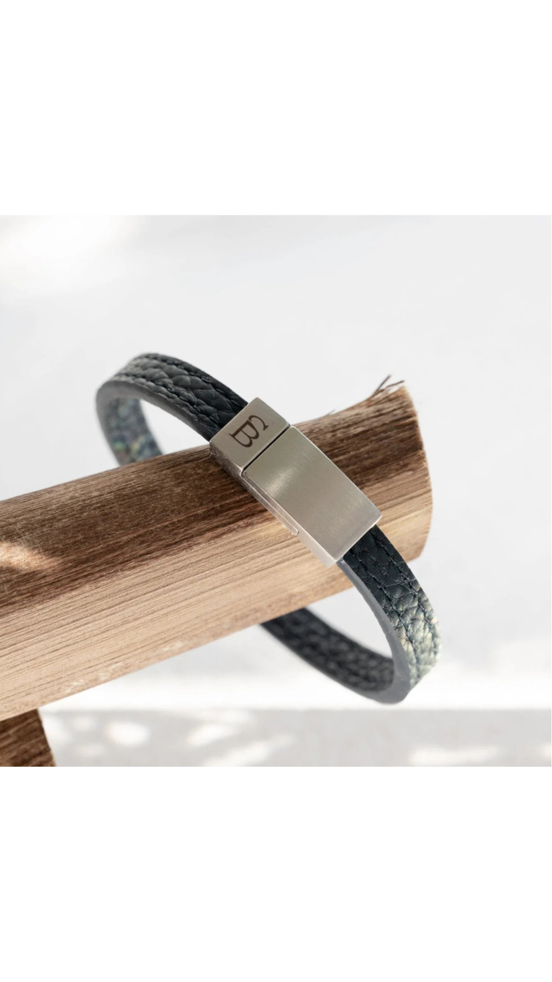 Steel & Barnett Grady Black & Silver Leather Bracelet