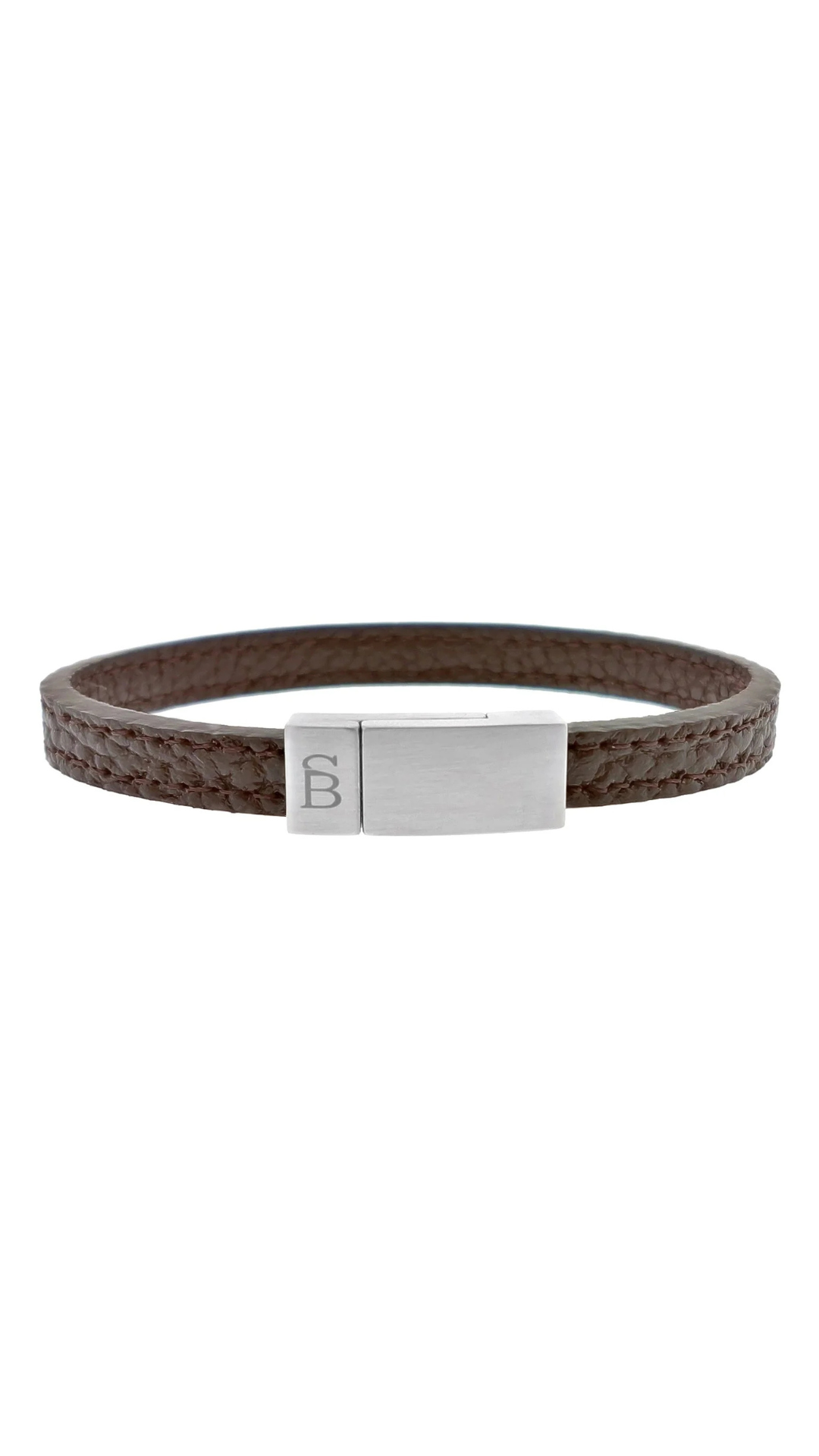 Steel & Barnett Grady Brown & Silver Leather Bracelet