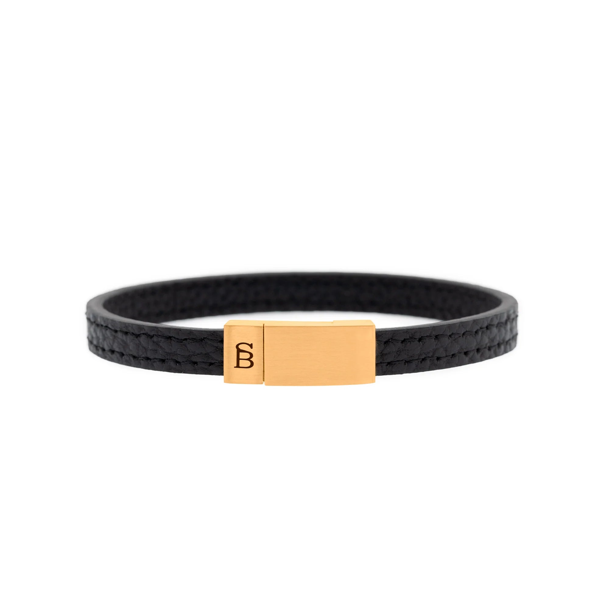 Steel & Barnett Grady Black & Gold Leather Bracelet