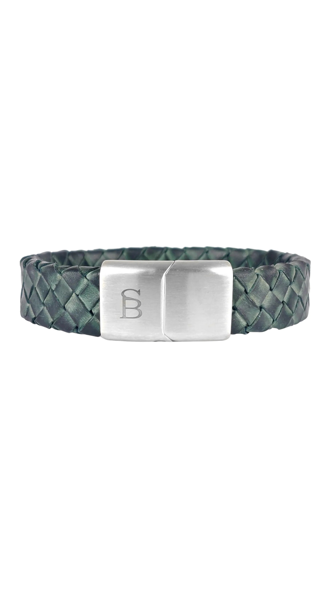 Steel & Barnett Preston Matte Green Box Braided Leather Cuff
