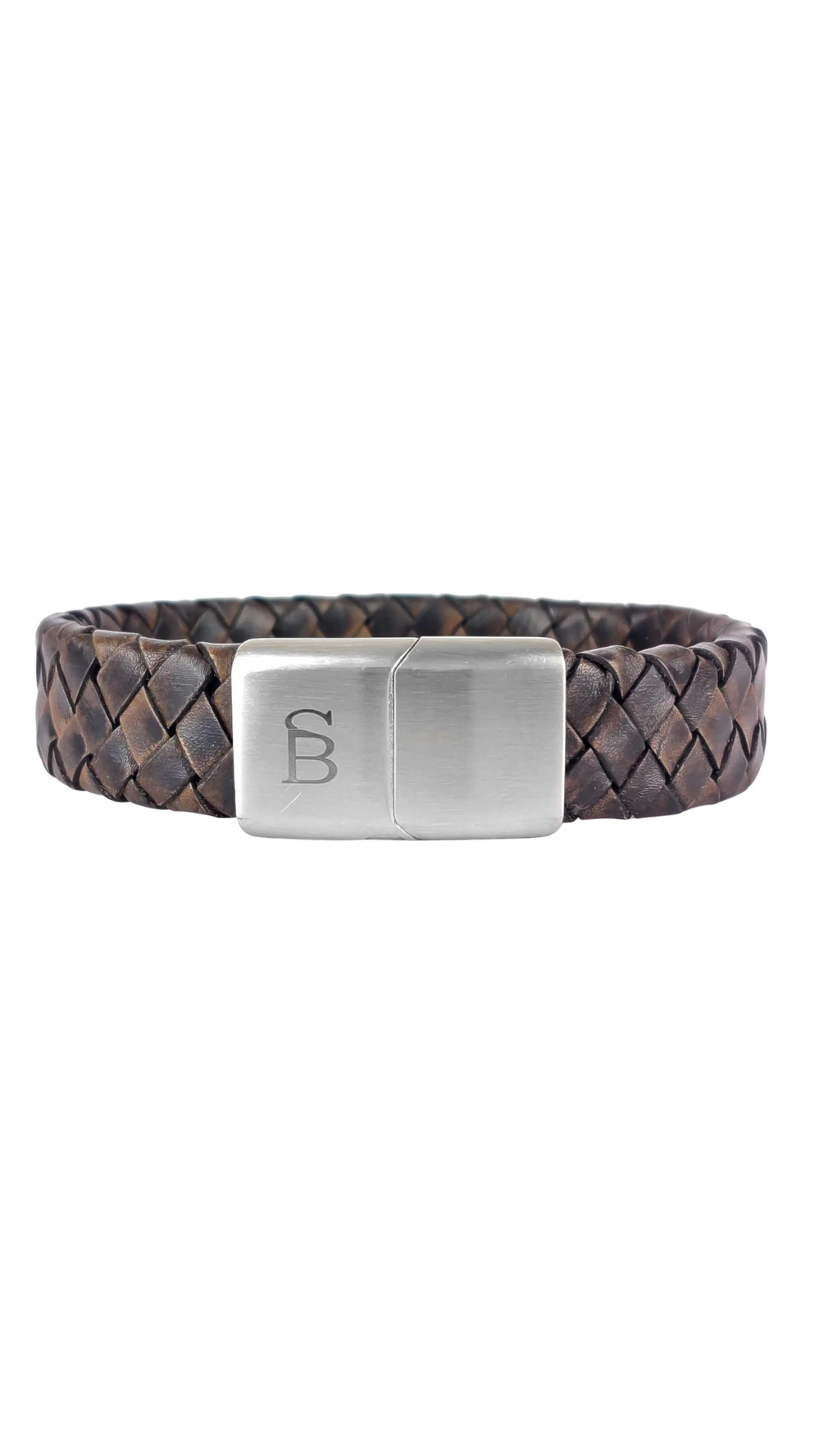Steel & Barnett Preston Vintage Brown Box Braided Leather Cuff