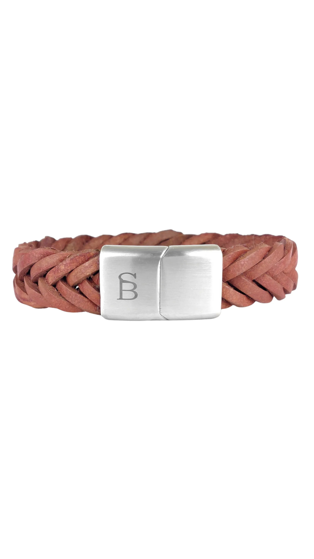 Steel & Barnett Preston Cognac Sawtooth Braided Leather Cuff