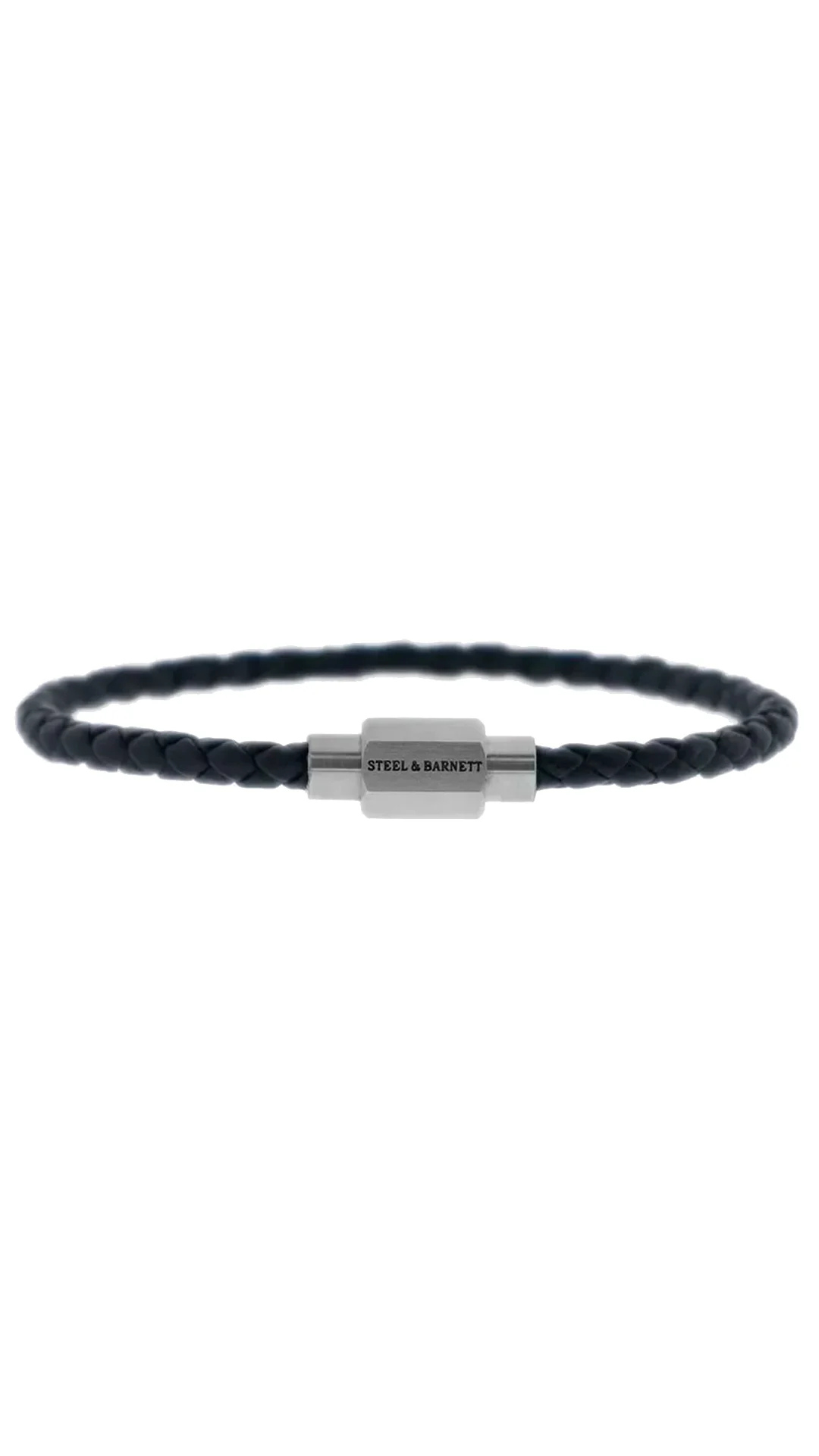 Steel & Barnett Luke Landon Black and Silver Leather Bracelet