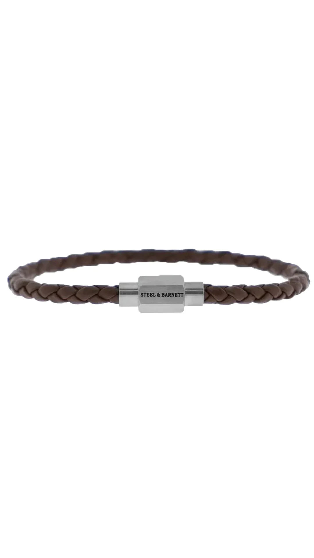 Steel & Barnett Luke Landon Brown and Silver Leather Bracelet