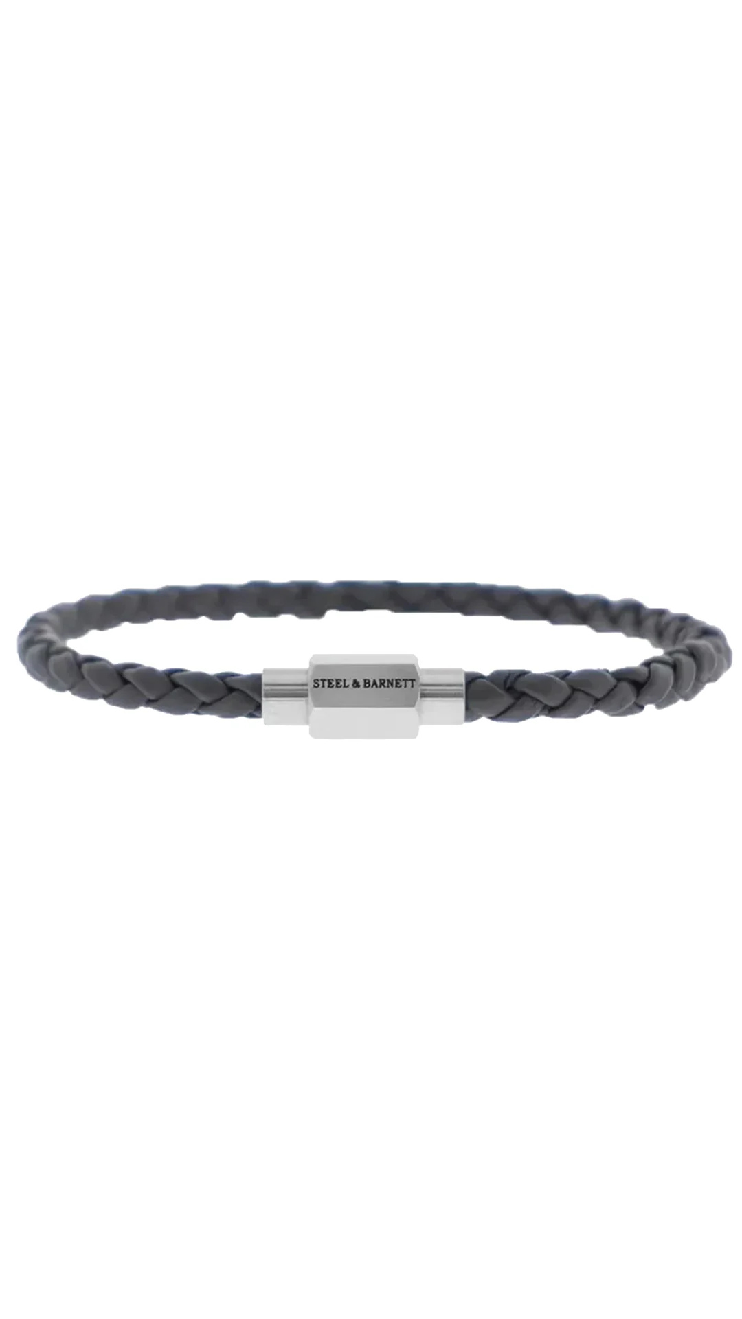 Steel & Barnett Luke Landon Dark Grey Leather Bracelet
