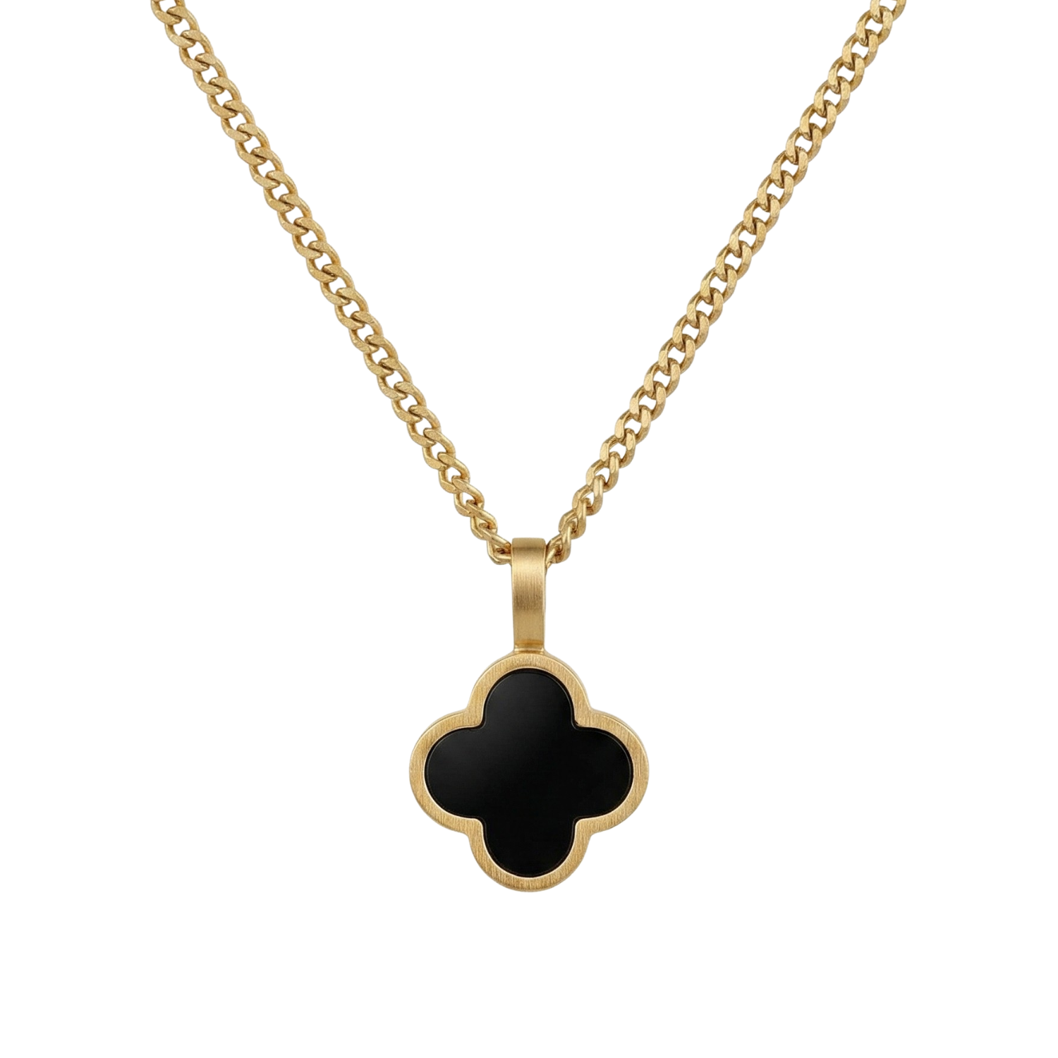 Steel & Barnett Clover - Gold & Black - Adjustable Necklace - N-CLO02
