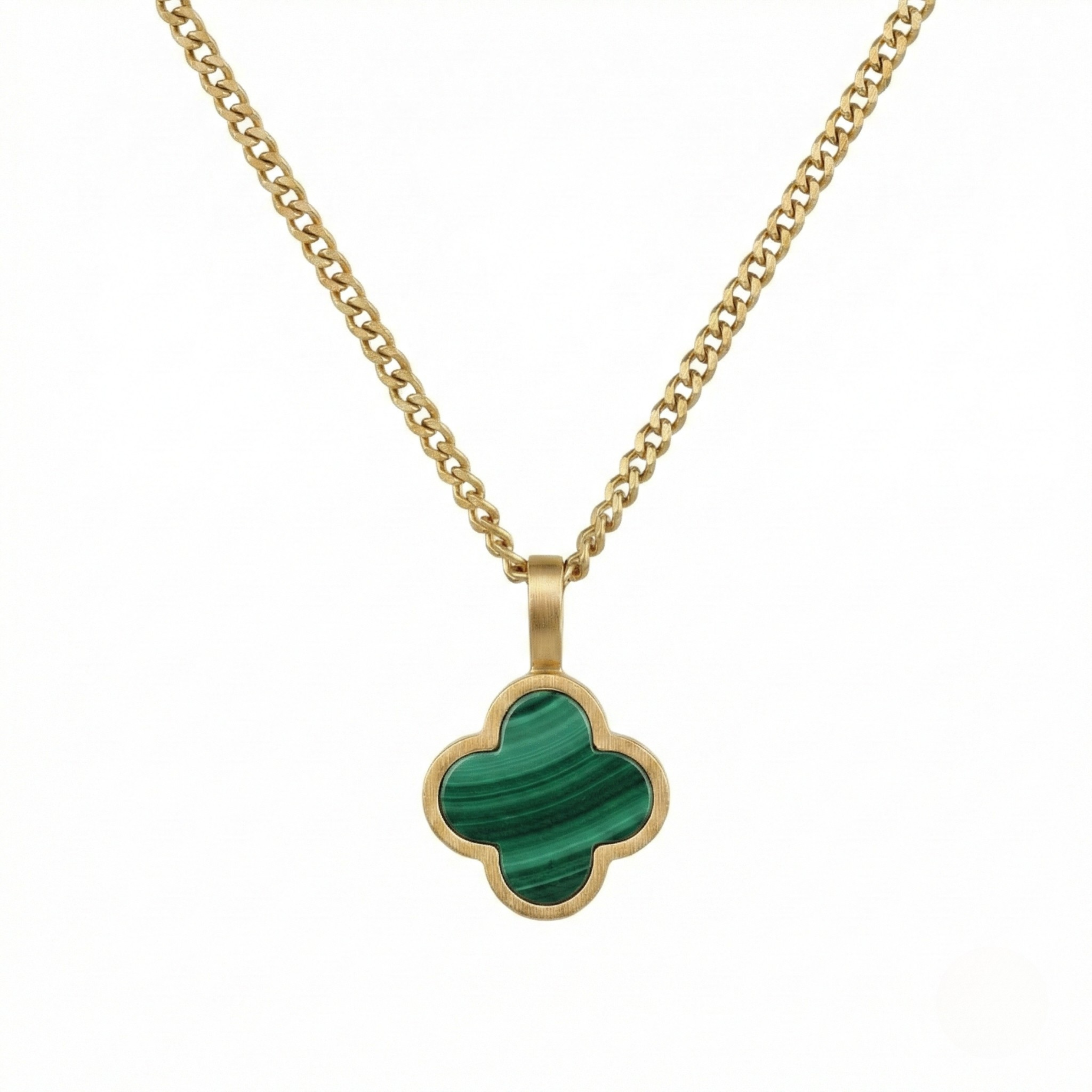 Steel & Barnett Clover - Gold & Green - Adjustable Necklace - N-CLO06