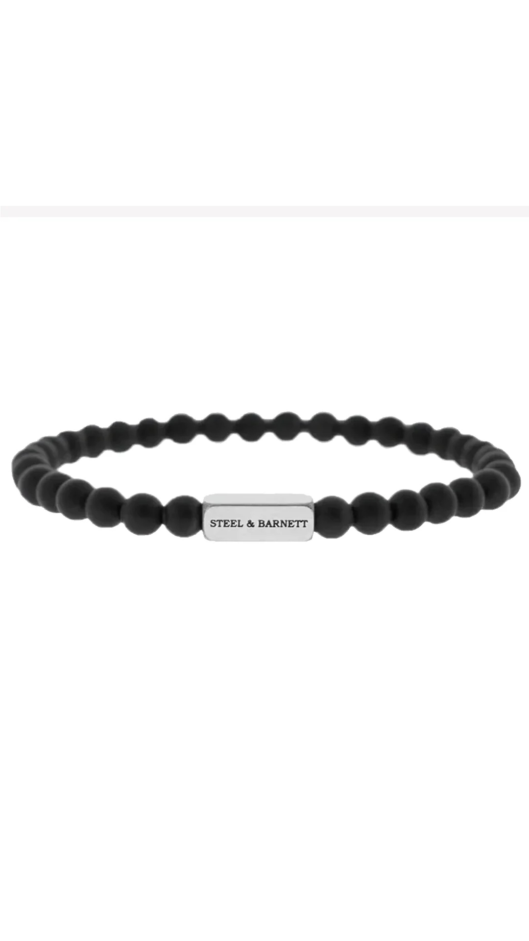 Steel & Barnett Natural Ned Matte Black and Silver Stone Bracelet