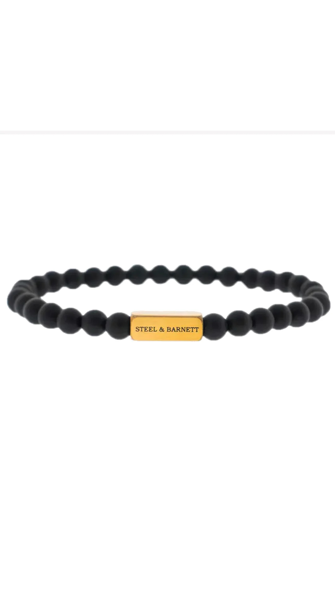 Steel & Barnett Natural Ned Matte Black and Gold Stone Bracelet