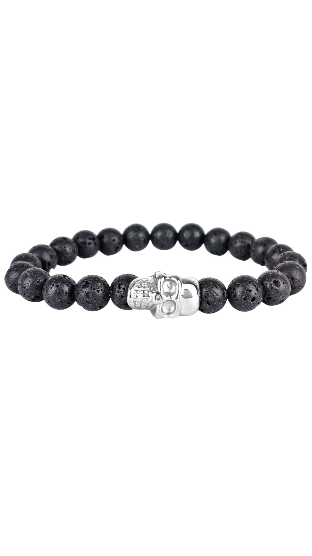 Steel & Barnett Skull Lava Stone Bracelet
