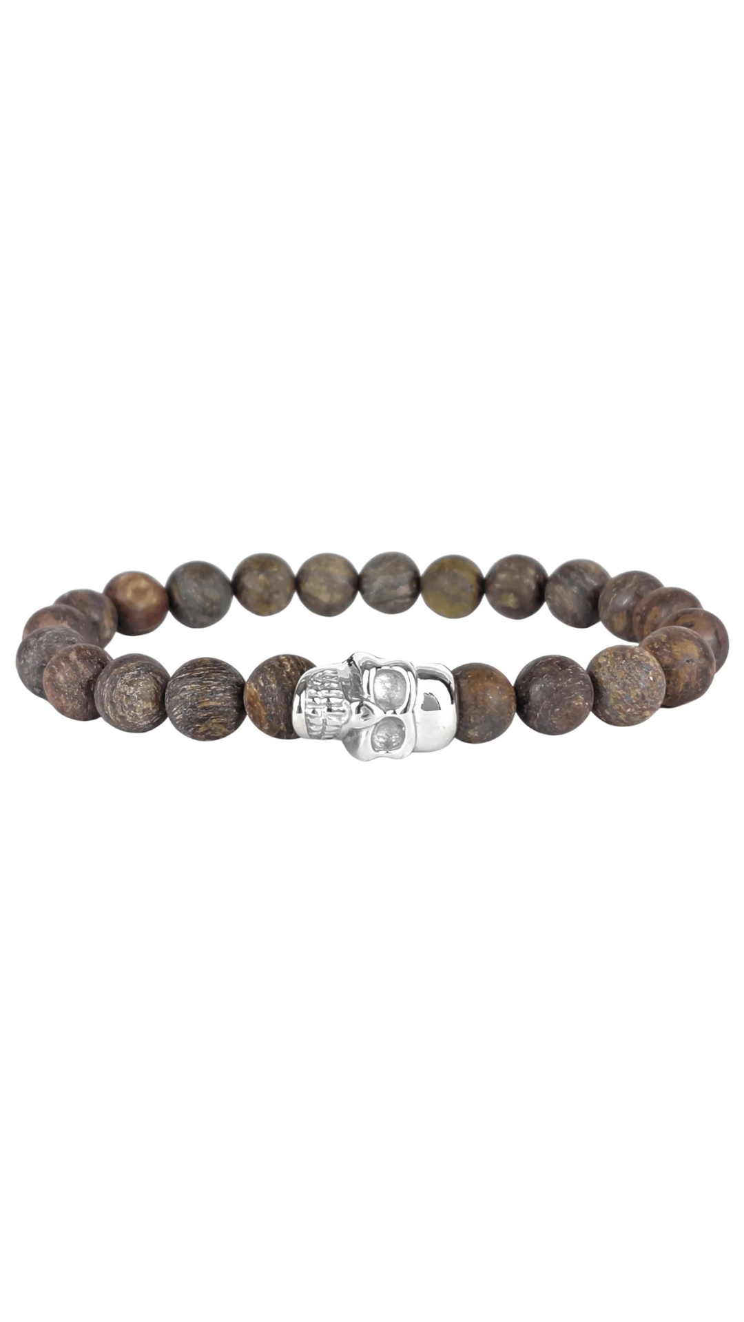 Steel & Barnett Skull Matte Bronzite Stone Bracelet