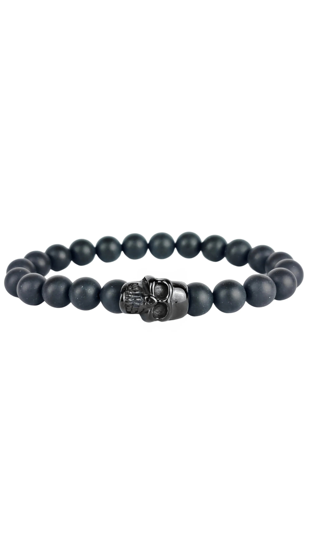 Steel & Barnett Skull Matte Black Stone Bracelet