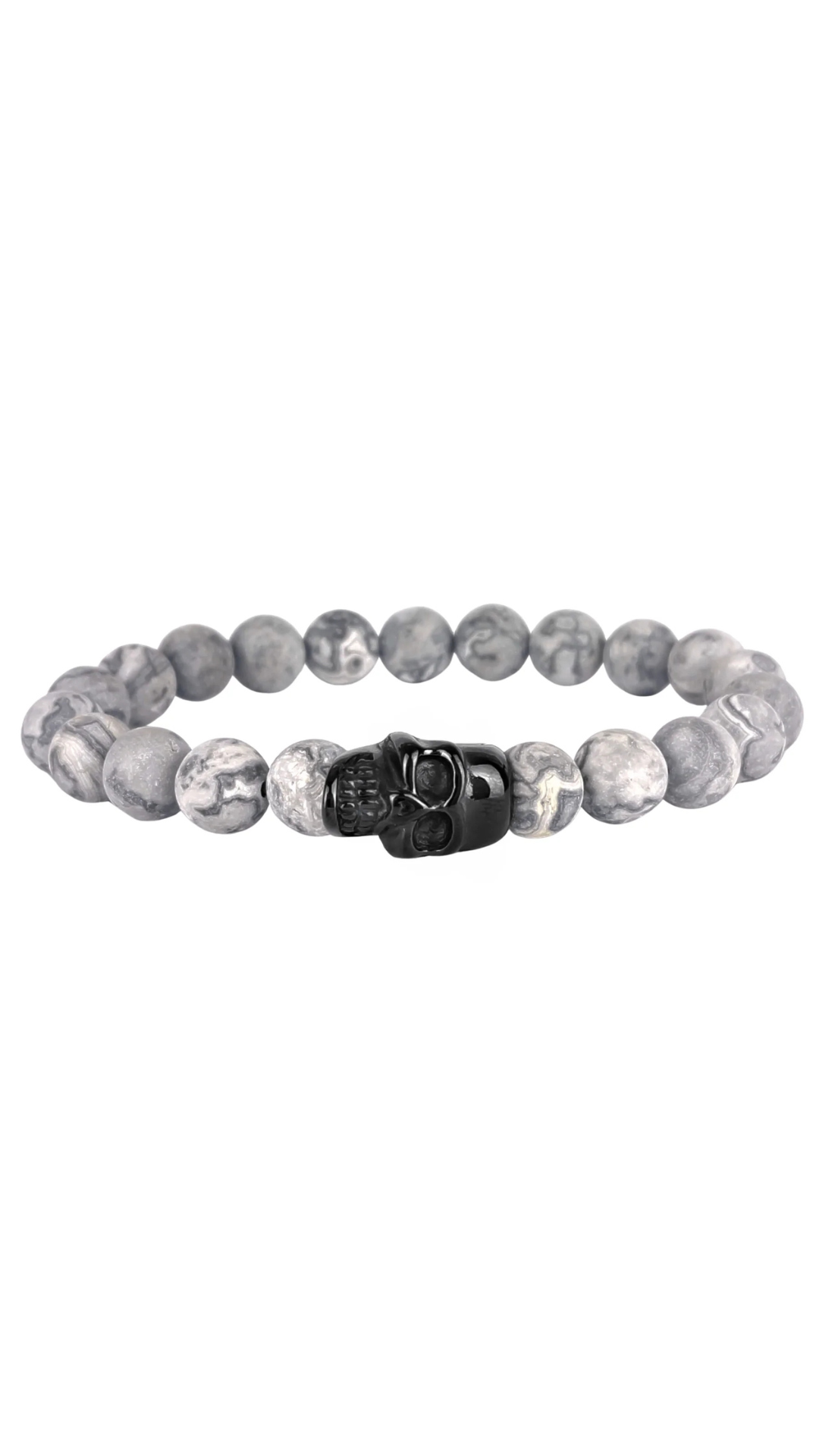 Steel & Barnett Skull Matte Smoky Stone Bracelet