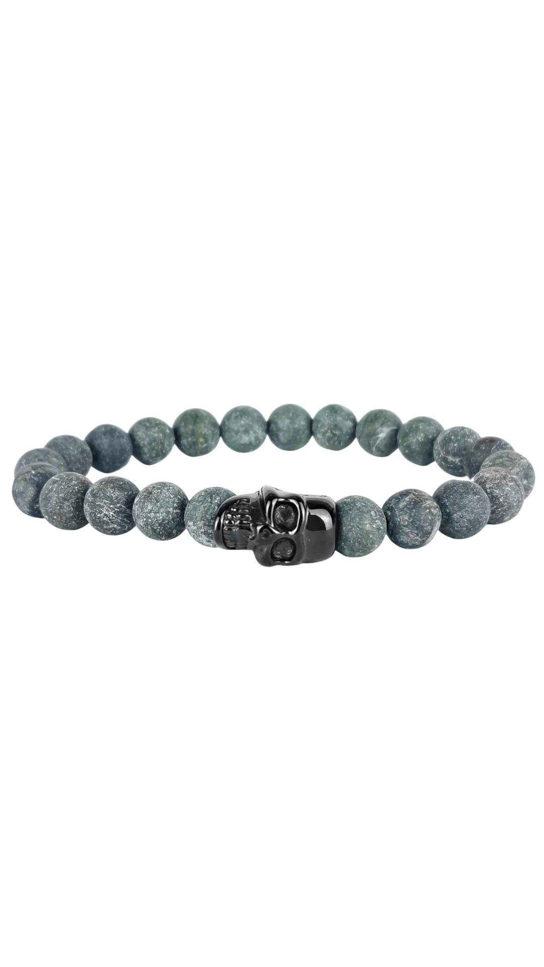 Steel & Barnett Skull Matte Serpentine Stone Bracelet