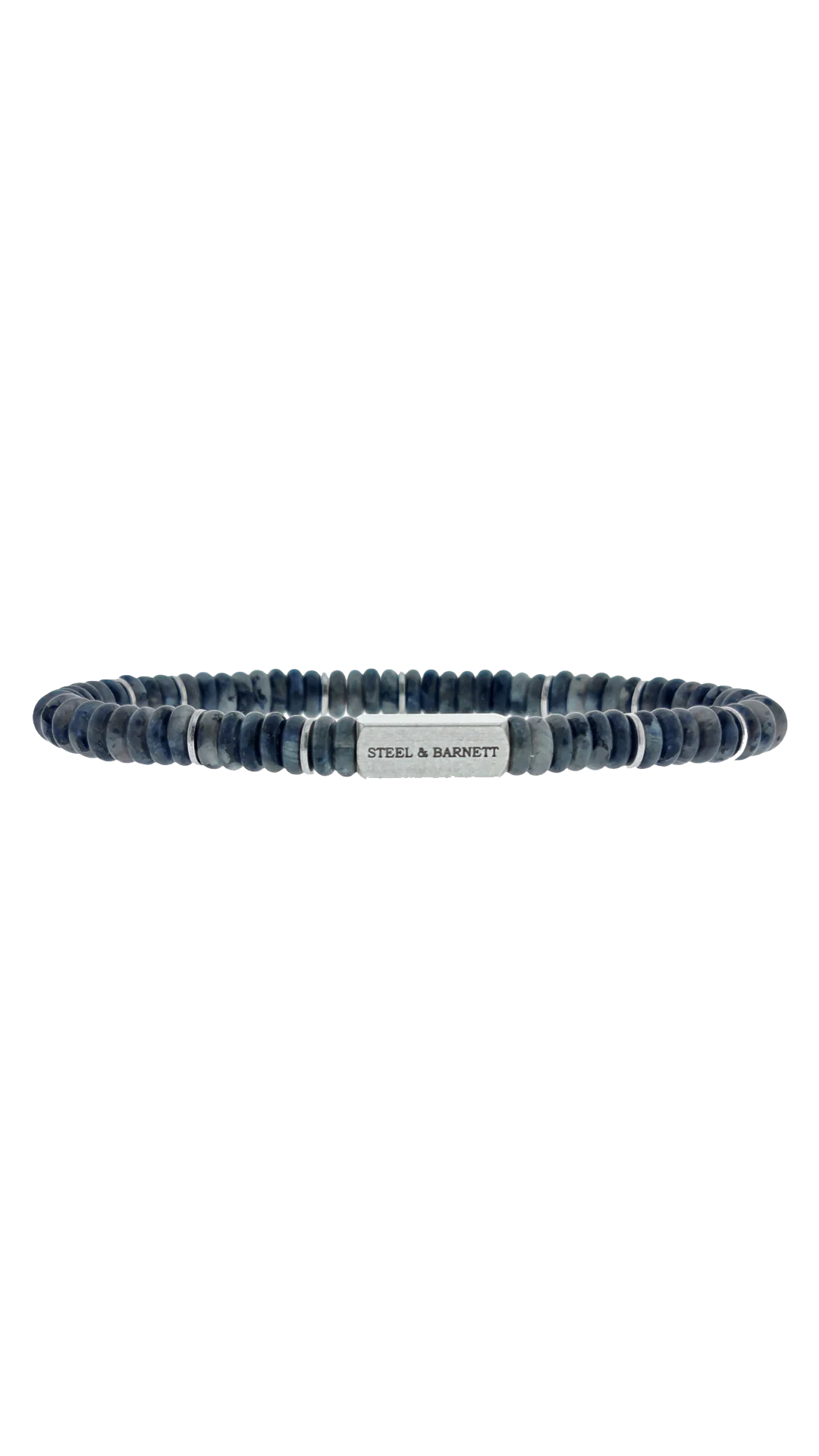 Steel & Barnett Two Tone Matte Spectrolite Stone Disc Bracelet