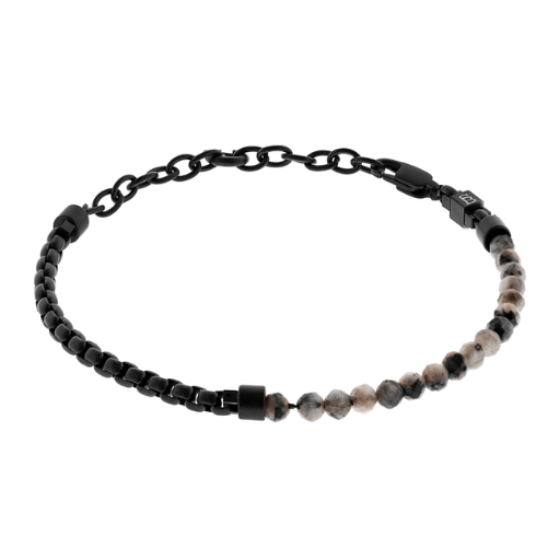 Steel & Barnett Strato Black &  Snowflake Obsidian Bracelet