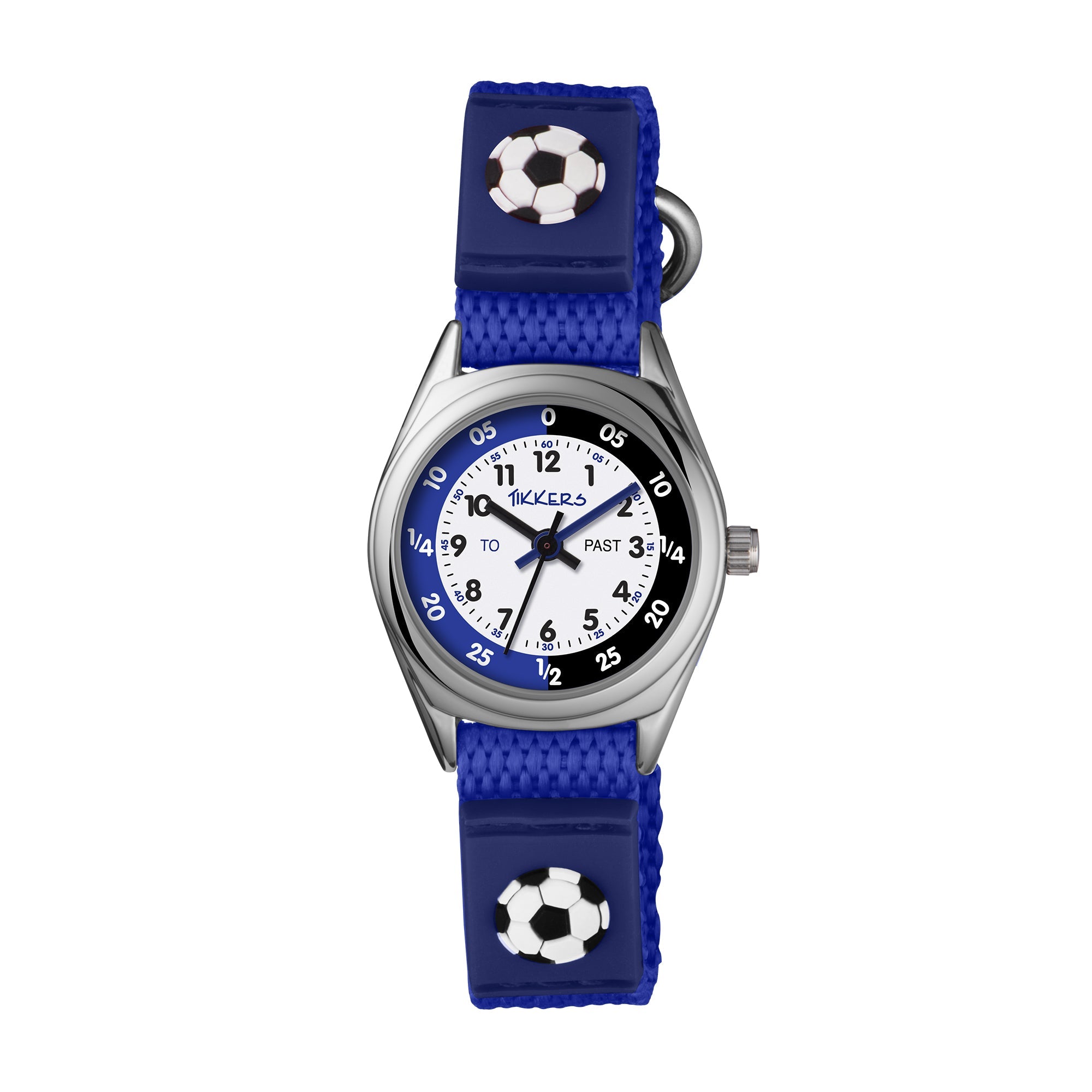 Tikkers Time Teacher Blue Soccer Canvas Strap Watch