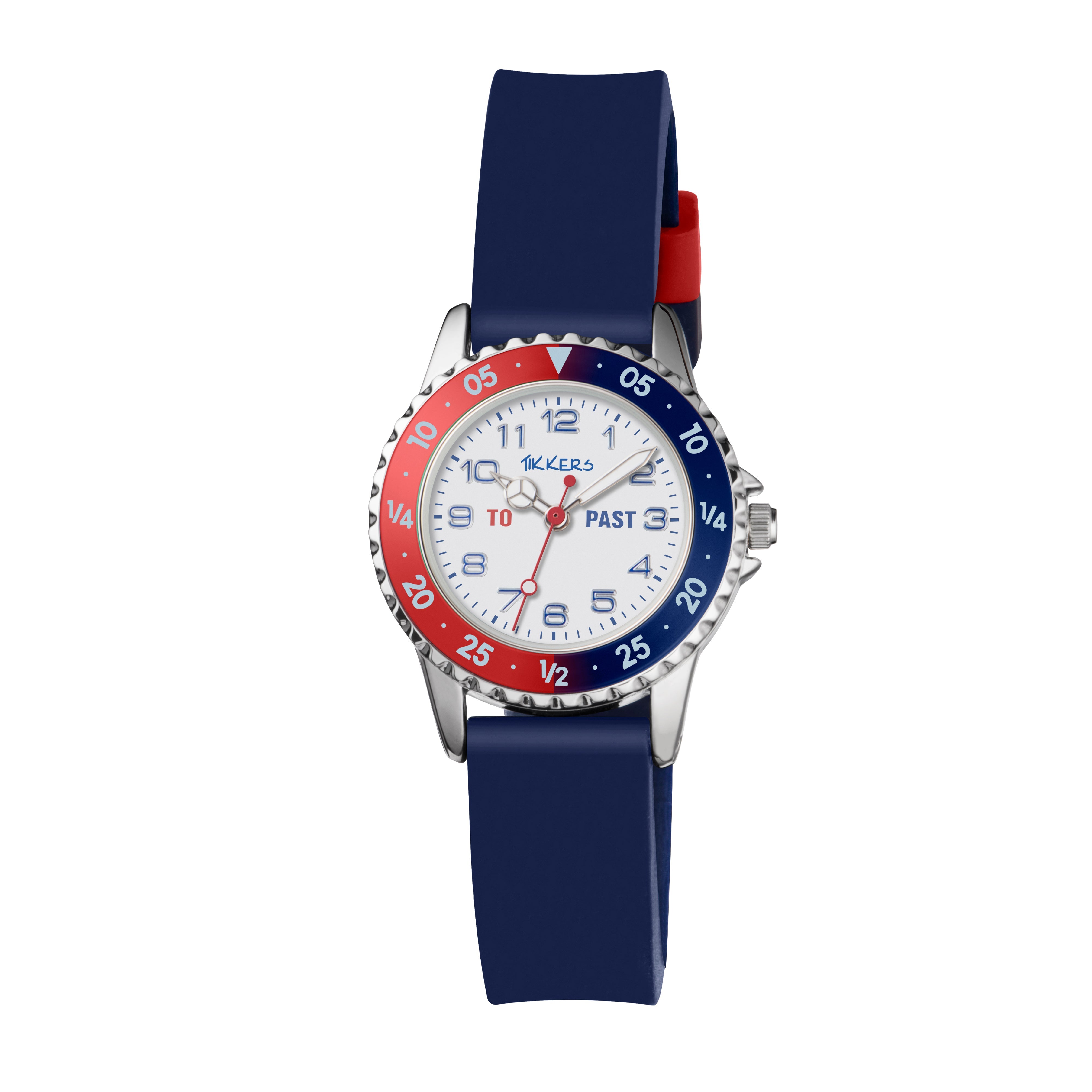 Tikkers Time Teacher Blue & Red, Blue Silicone Watch