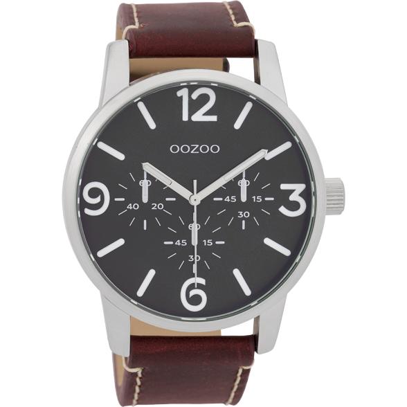 Oozoo Watch C9652 / 45mm / Red Brown / Black